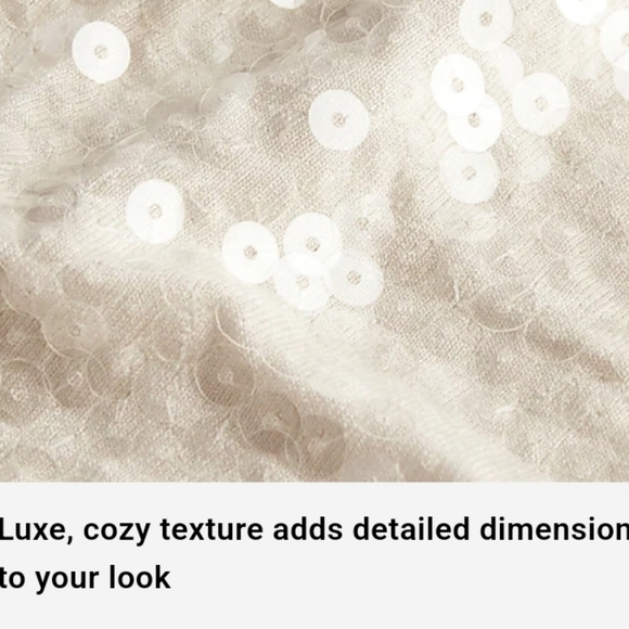 New Express Sequin Mock Neck Long Sleeve Tee Light Grey XS - Picture 6 of 13